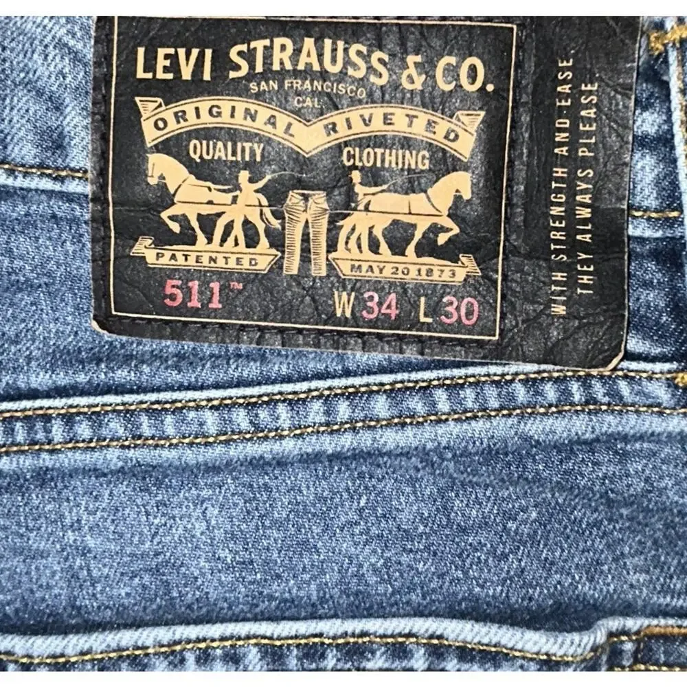 Levi's Skateboarding 511 Slim Fit Jeans Men 34x30 V-Stitch Hidden Rivet Durable